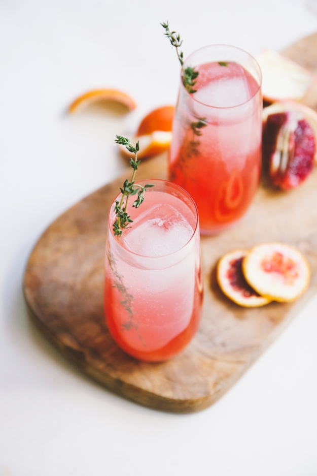 blood orange wine cocktails with campari + thyme | holly & flora